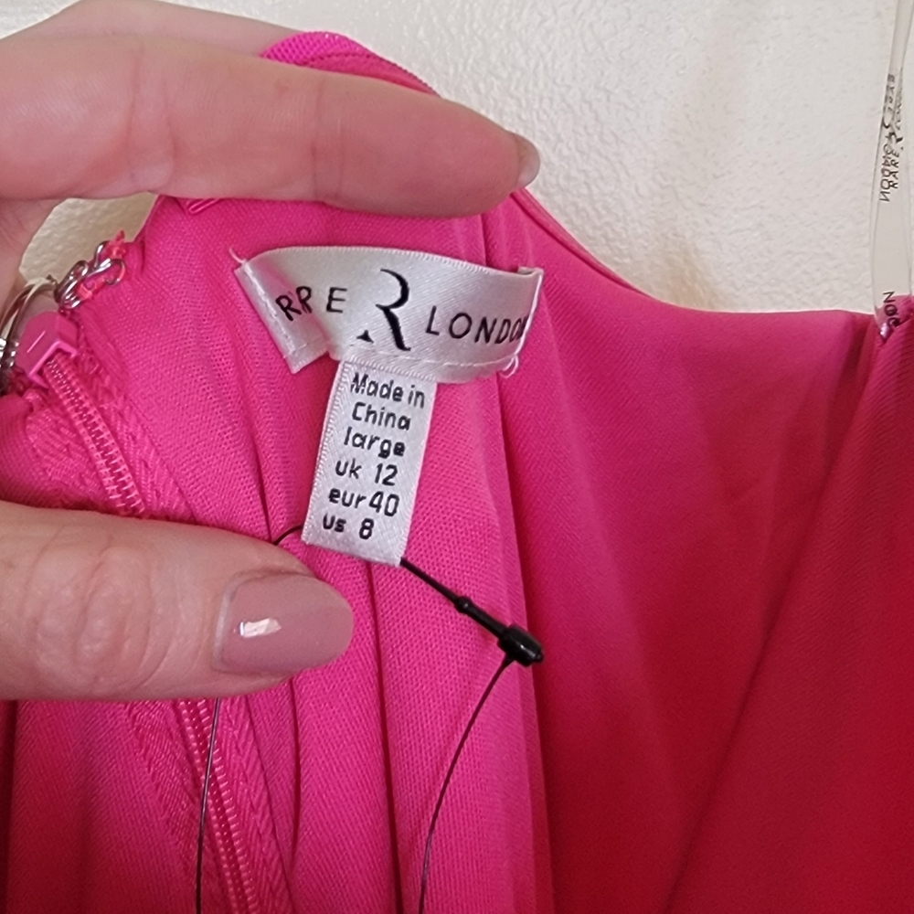 NWT Rare London drape corset midi dress in hot pink size 8 - Picture 7 of 13